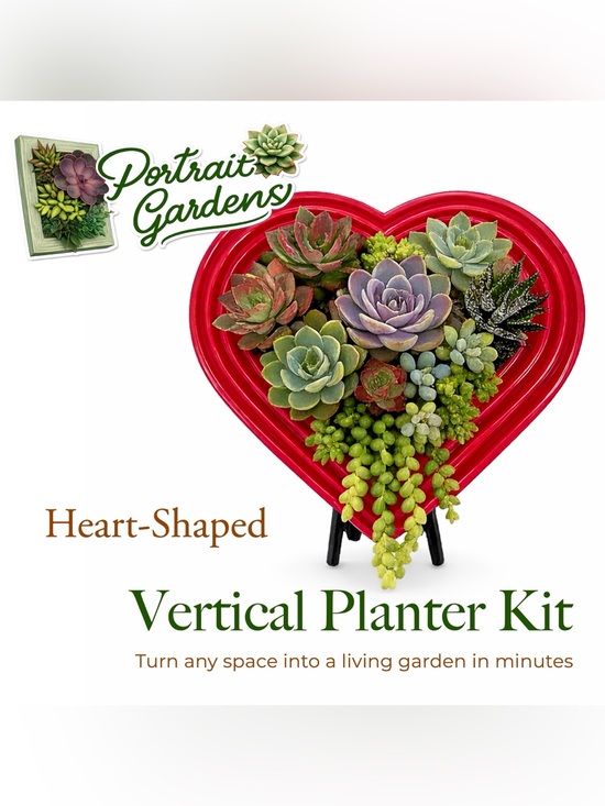 Portrait Gardens Other - Heart-Shaped Vertical Planter Kit (Red) - Portrait Gardens